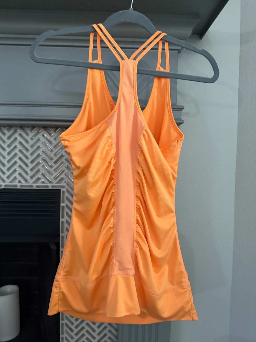 adidas Orange Ruched Racerback Tank Top - Picture 2 of 2